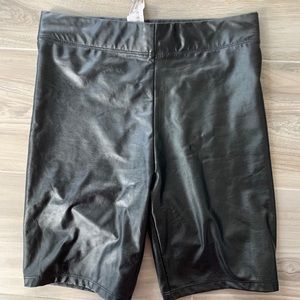 Faux leather biker shorts